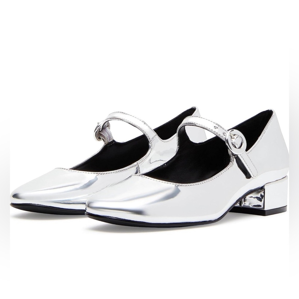 Steve Madden SILVER Women's Spencir Block Heel Mary Jane